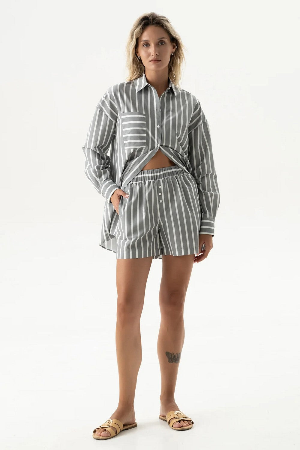 Хлопковые шорты 251204-05 Strapped Cotton quiet gray