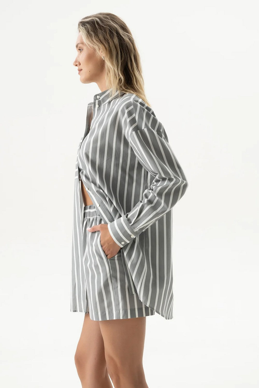 Хлопковые шорты 251204-05 Strapped Cotton quiet gray