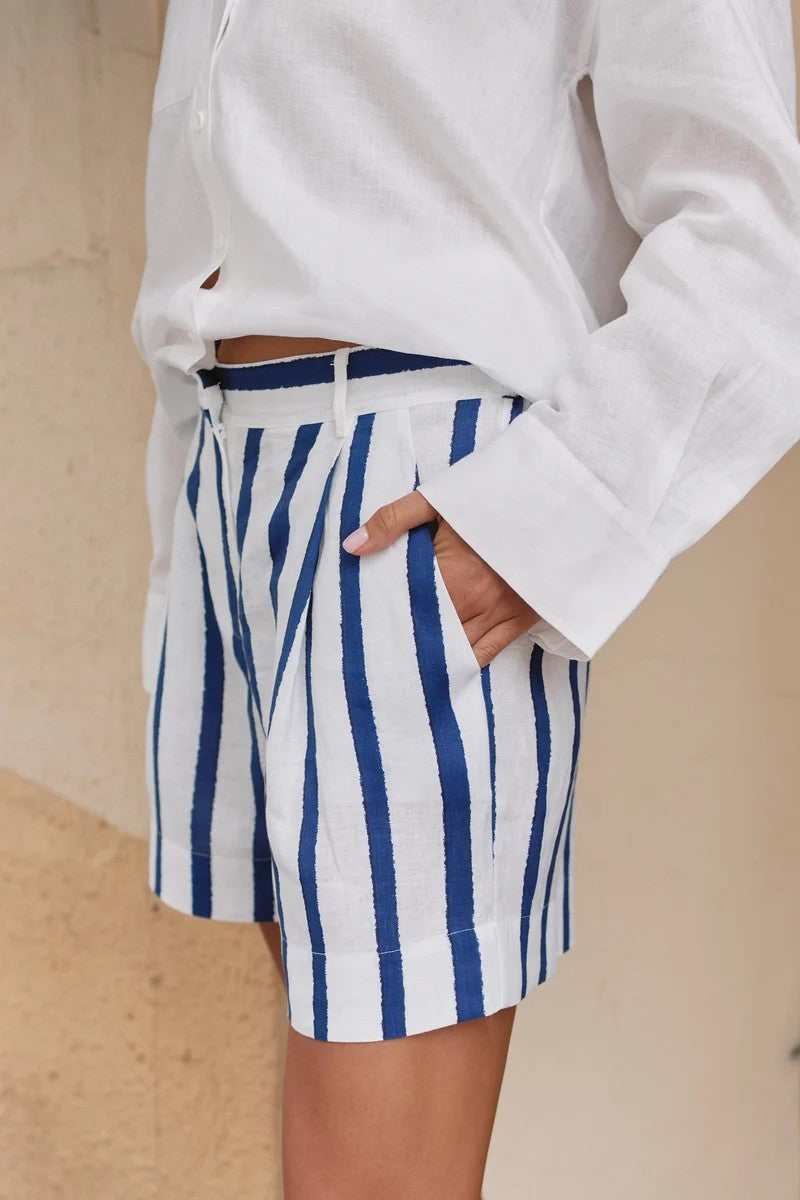 Лляні шорти 251206-15 Linen Spirit нави striped Nokaya