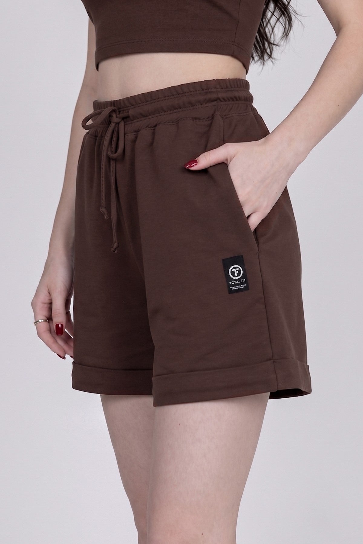Шорти з манжетом H24-LD97 brown Totalfit