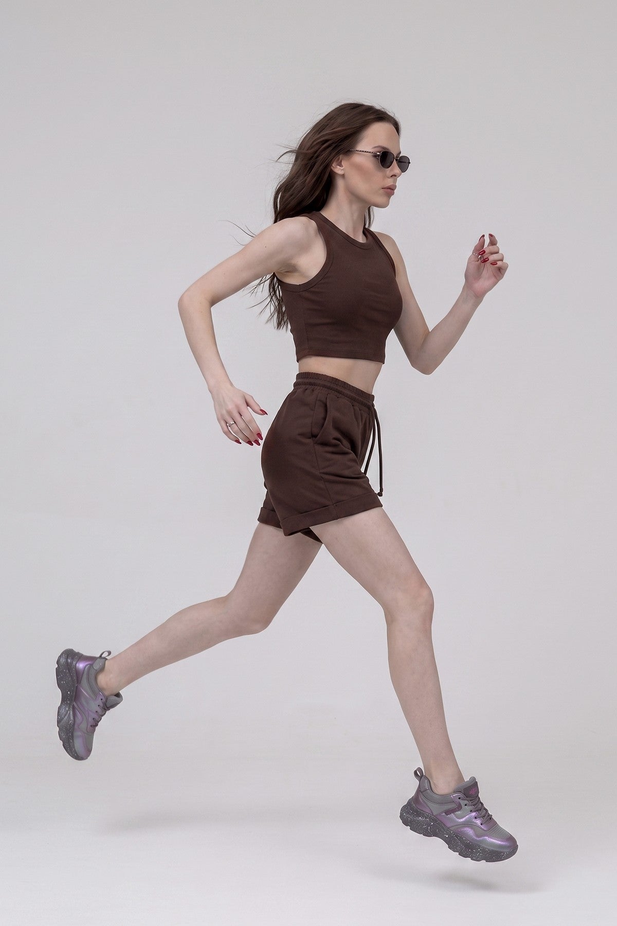 Шорти з манжетом H24-LD97 brown Totalfit