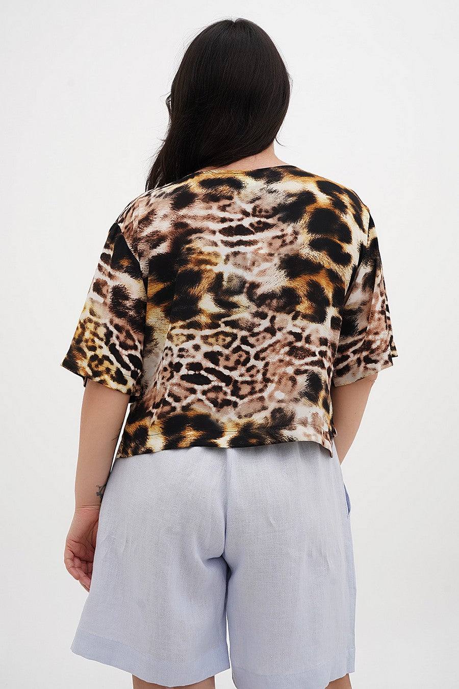 Льняной топ 042 leopard