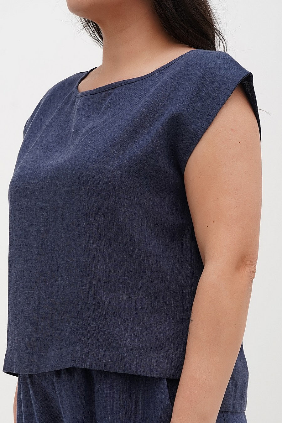 Льняной топ 043 blue