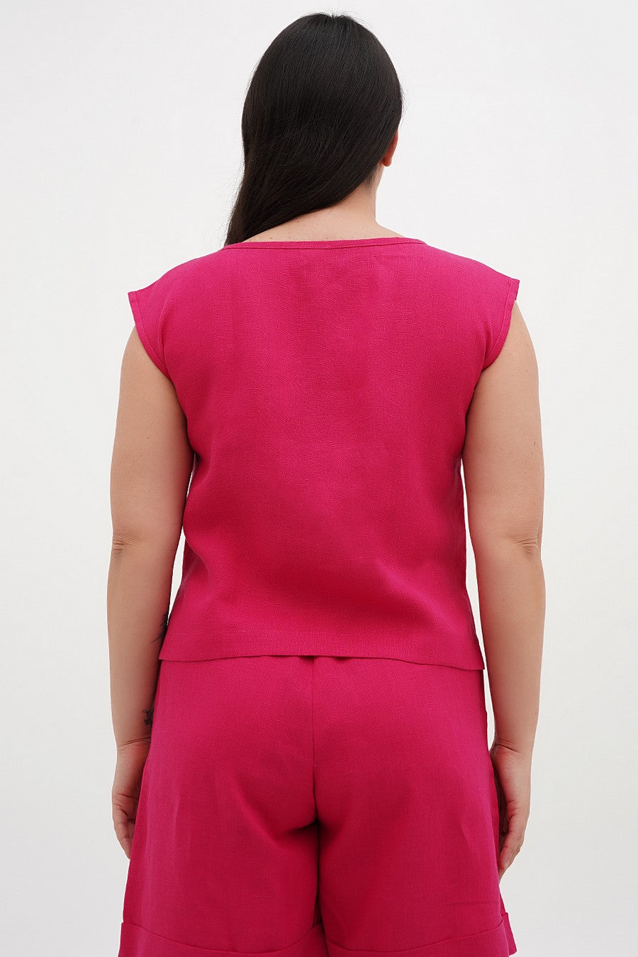 Льняной топ 043 crimson