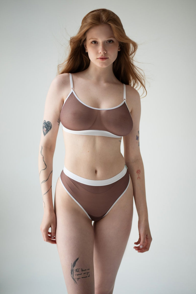 Комплект белья из микросетки 350 coffee