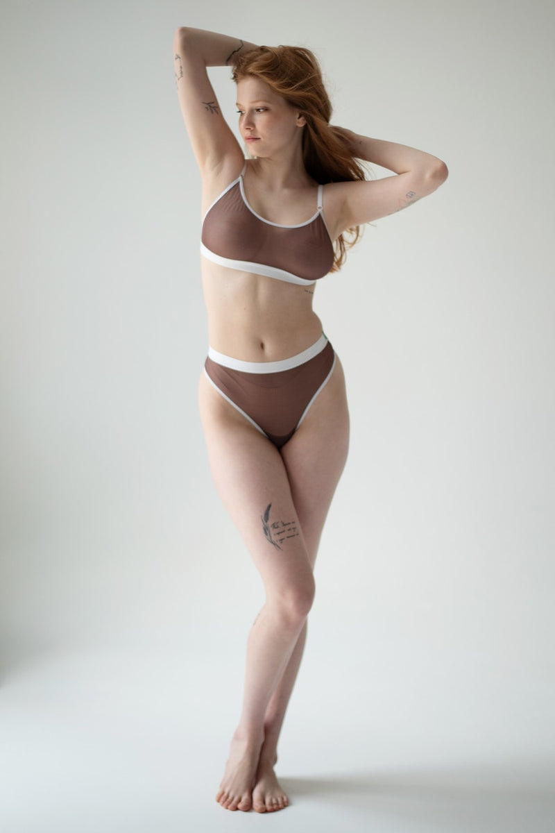 Комплект белья из микросетки 350 coffee