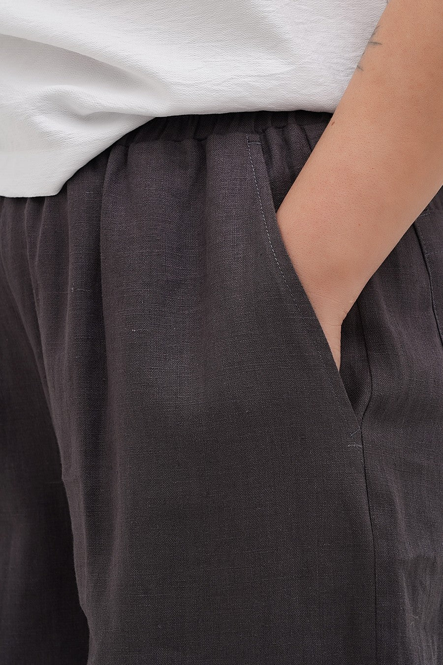 Льняные брюки с карманами 402/2 moss