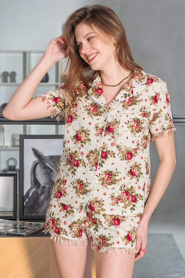 Комплект для дома с шортами 403 Milk flower print