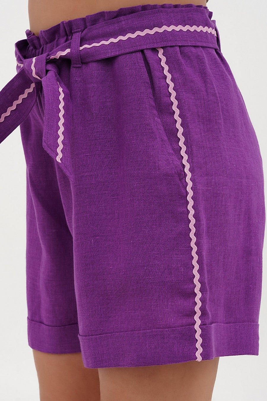 Льняные шорты с карманами 405 violet