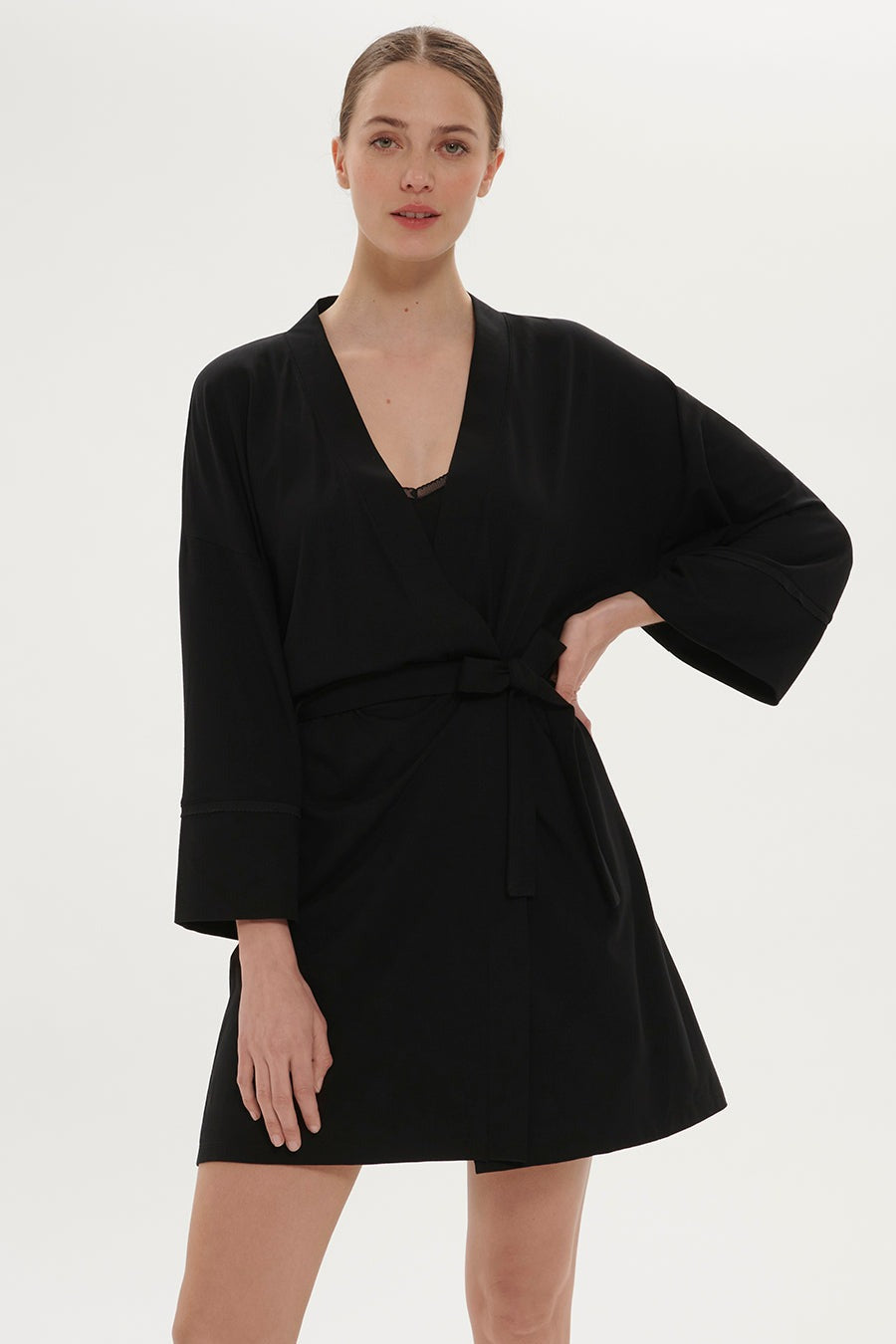 Халат-кимоно из вискозы Aurore 1C9980 black