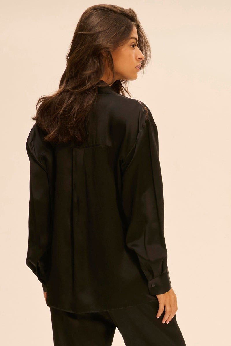 Пижамная блуза на пуговицах Love Me 1F8957 black