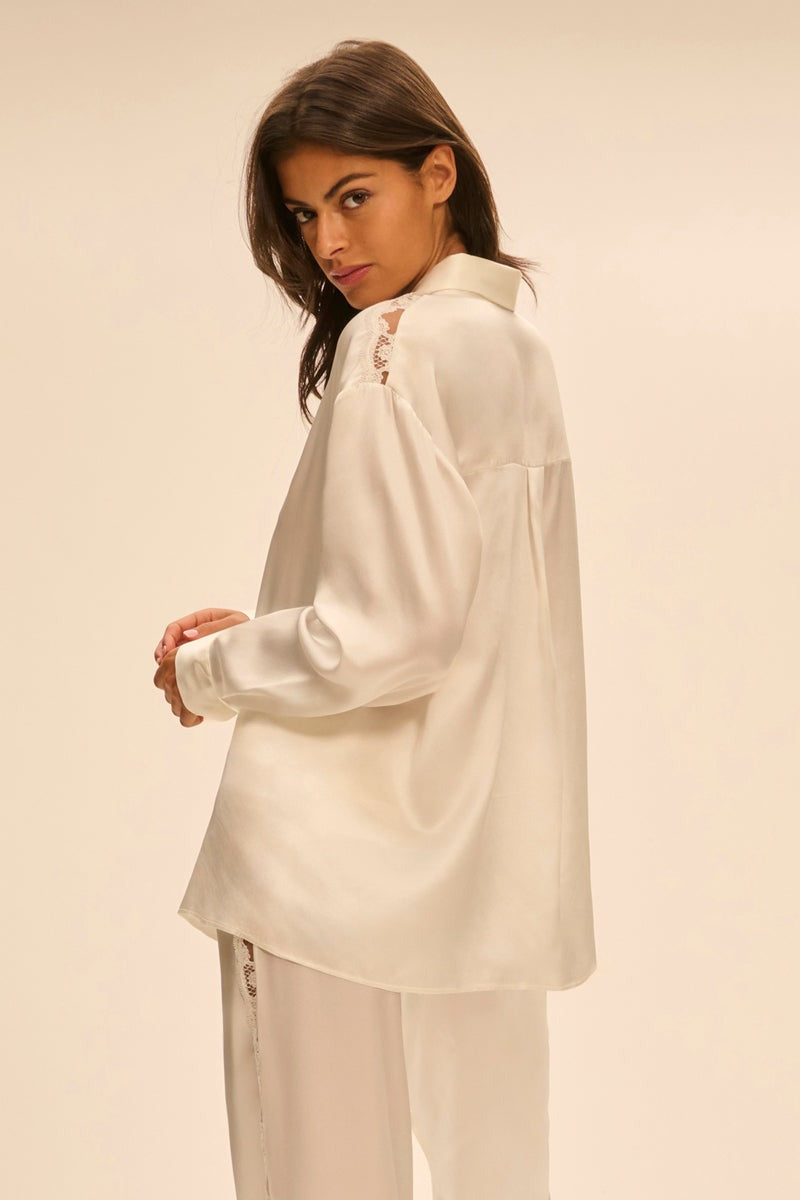 Пижамная блуза на пуговицах Love Me 1F8957 naturel