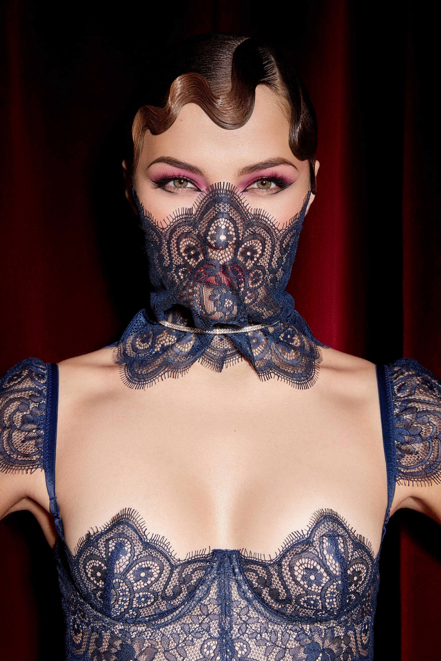 Сорочка з мереживним ліфом 8163-6039 82 deep blue