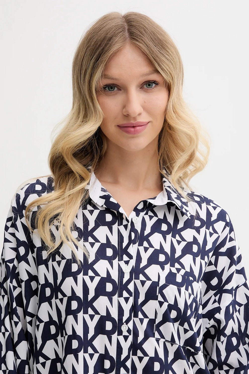 Хлопковая рубашка YI30048 401 navy prt