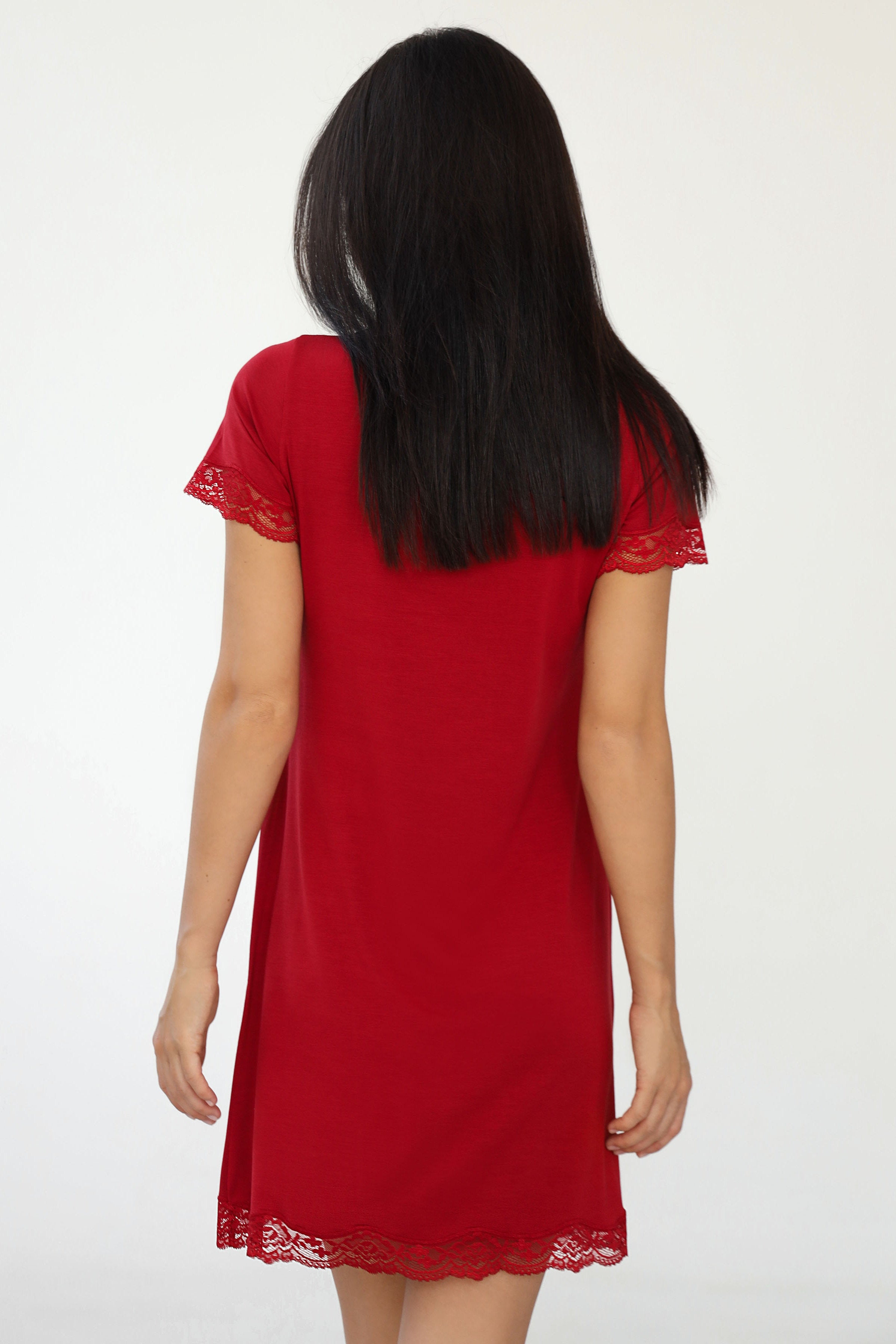 Нічна сорочка з модалу 24080 bordo