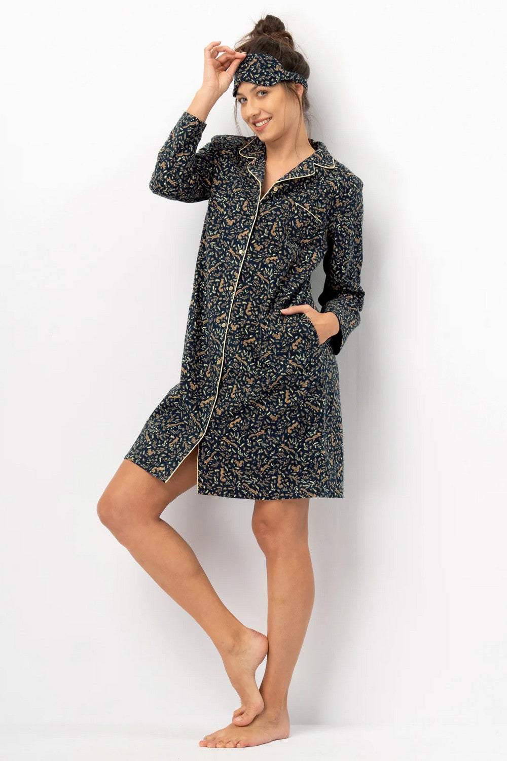 Фланелевое платье-рубашка LND 706 blue