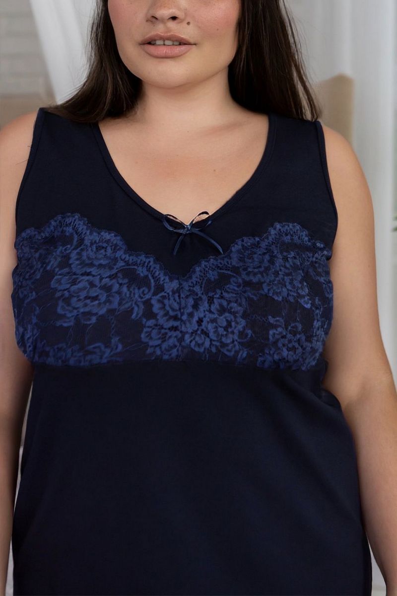 Ночная сорочка с кружевным лифом Нс1002 blue