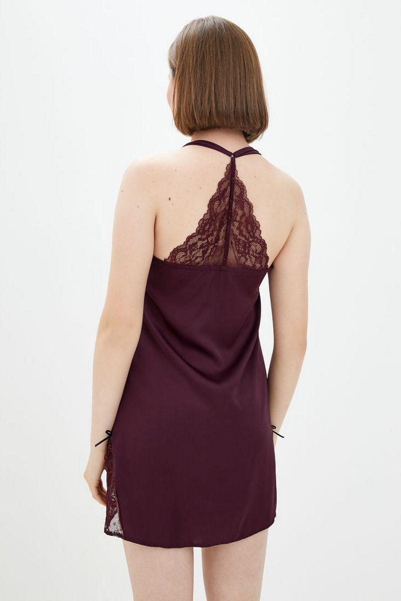 Сорочка с кружевной спинкой Н501х plum