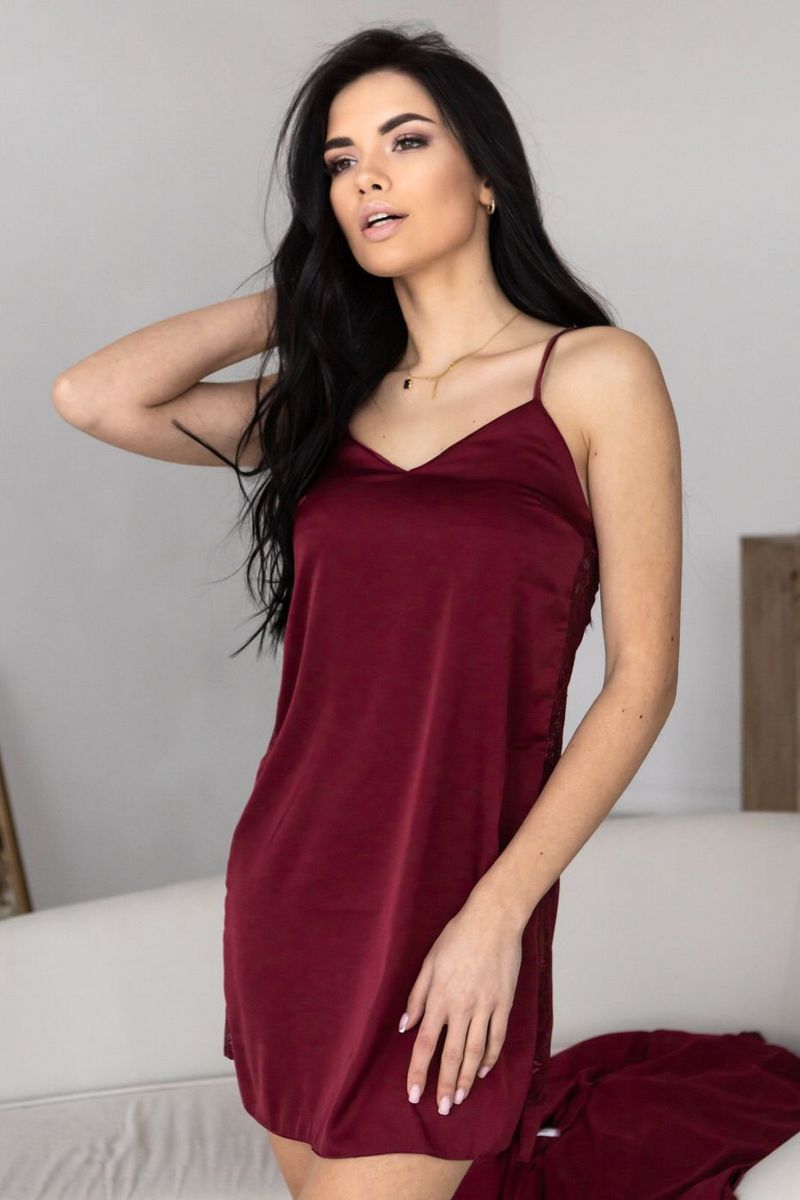 Ночная сорочка с кружевом Нб1015 bordo