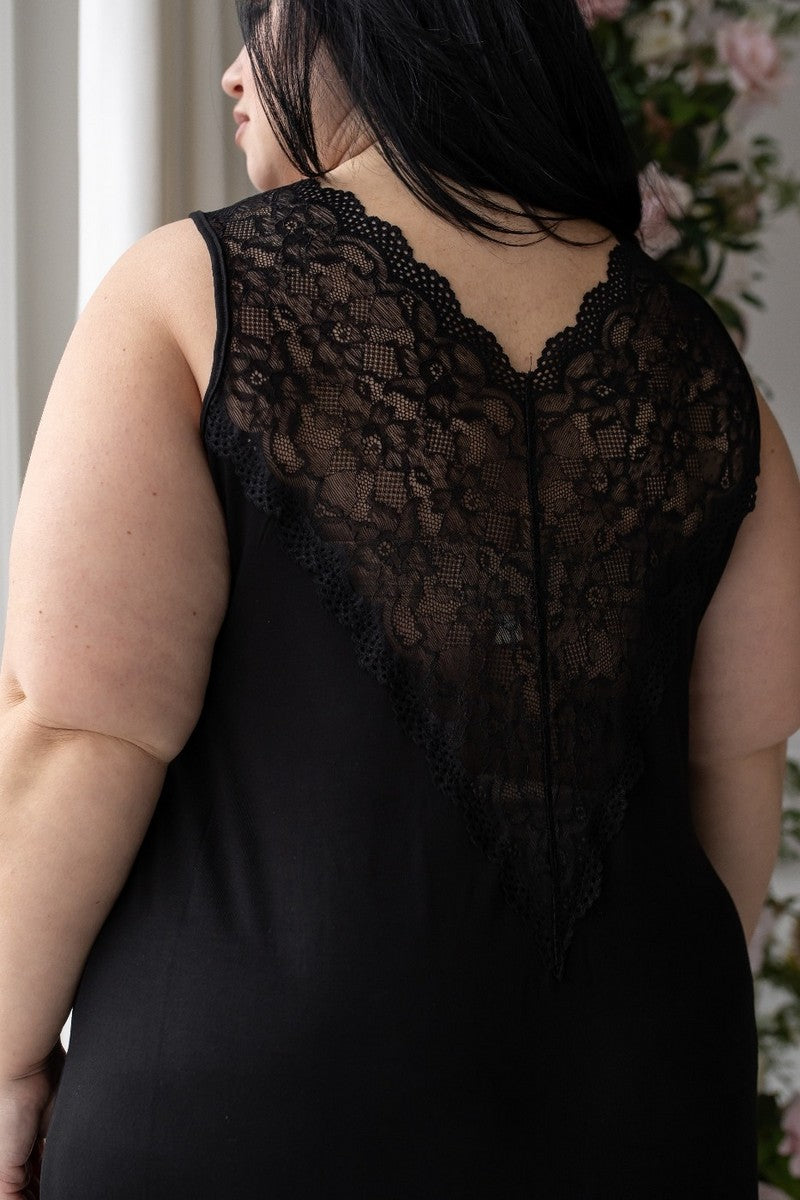 Длинная сорочка с кружевом Нч1230 black