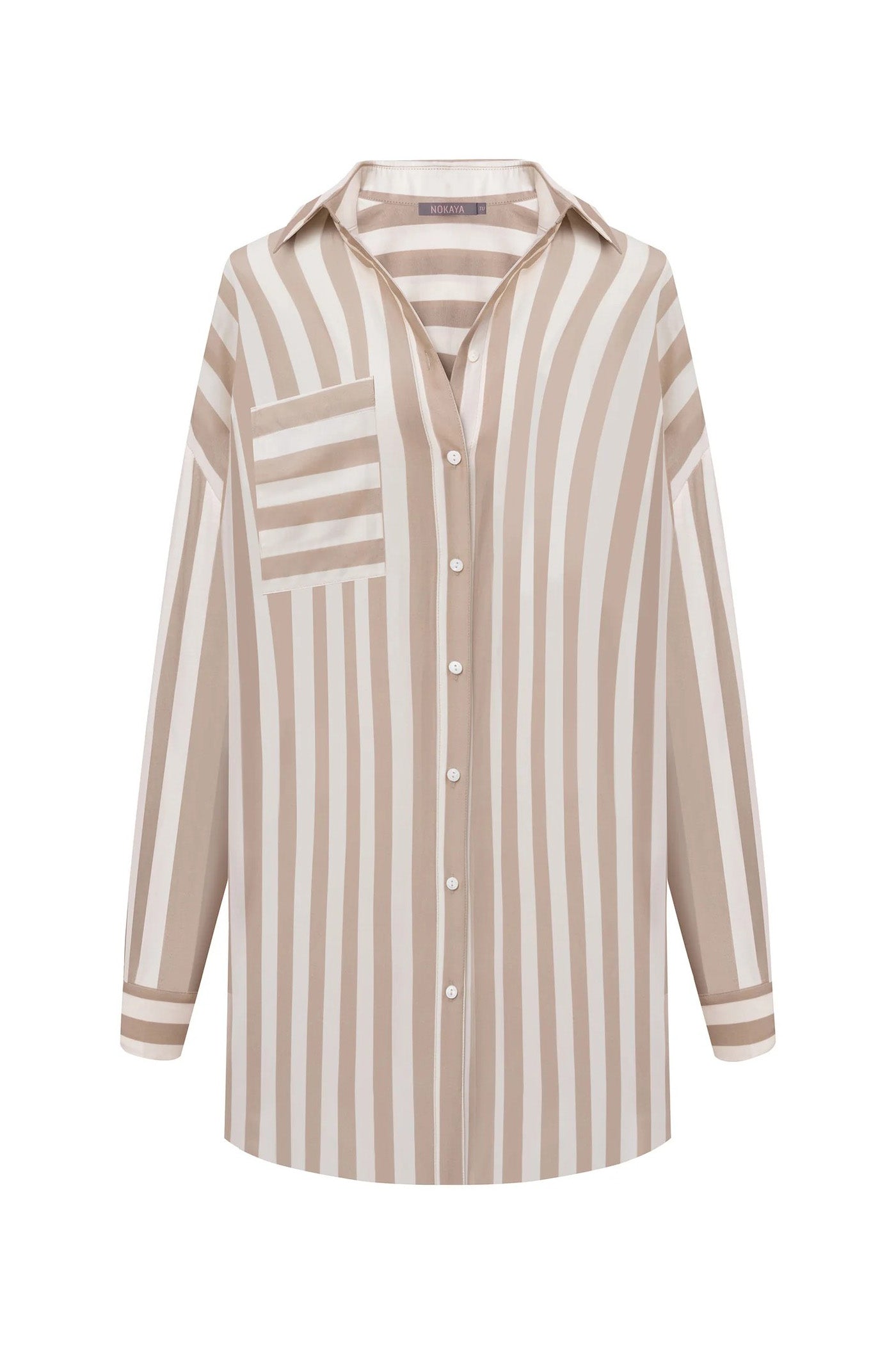 Хлопковая сорочка с принтом 251204-04 Strapped Cotton oat milk