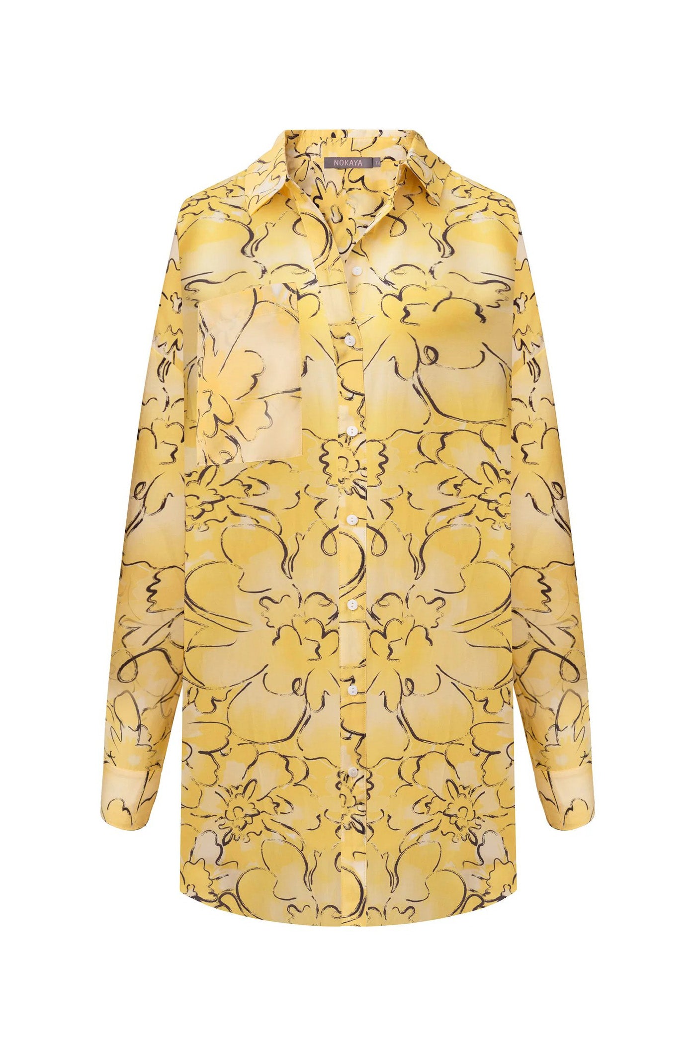 Хлопковая сорочка с принтом 251204-04 Strapped Cotton yellow flowers