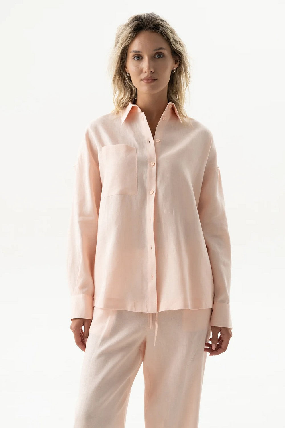 Льняная рубашка 251206-04 Linen Spirit peach powder