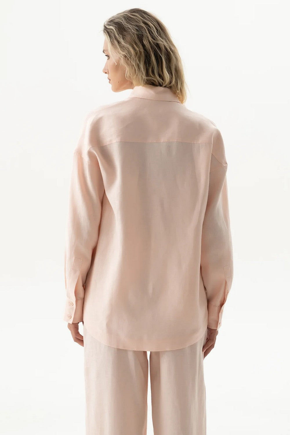 Льняная рубашка 251206-04 Linen Spirit peach powder