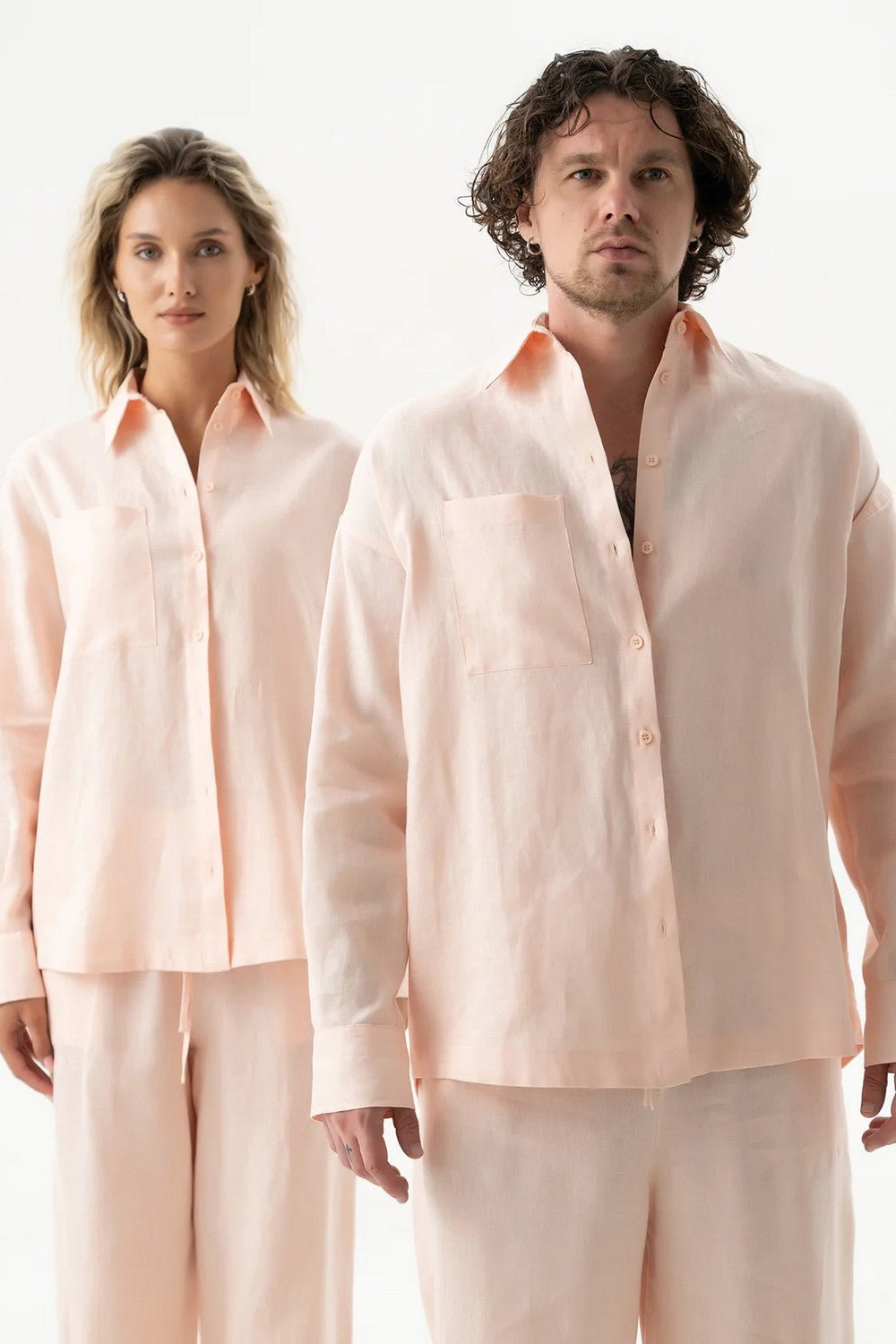 Льняная рубашка 251206-04 Linen Spirit peach powder