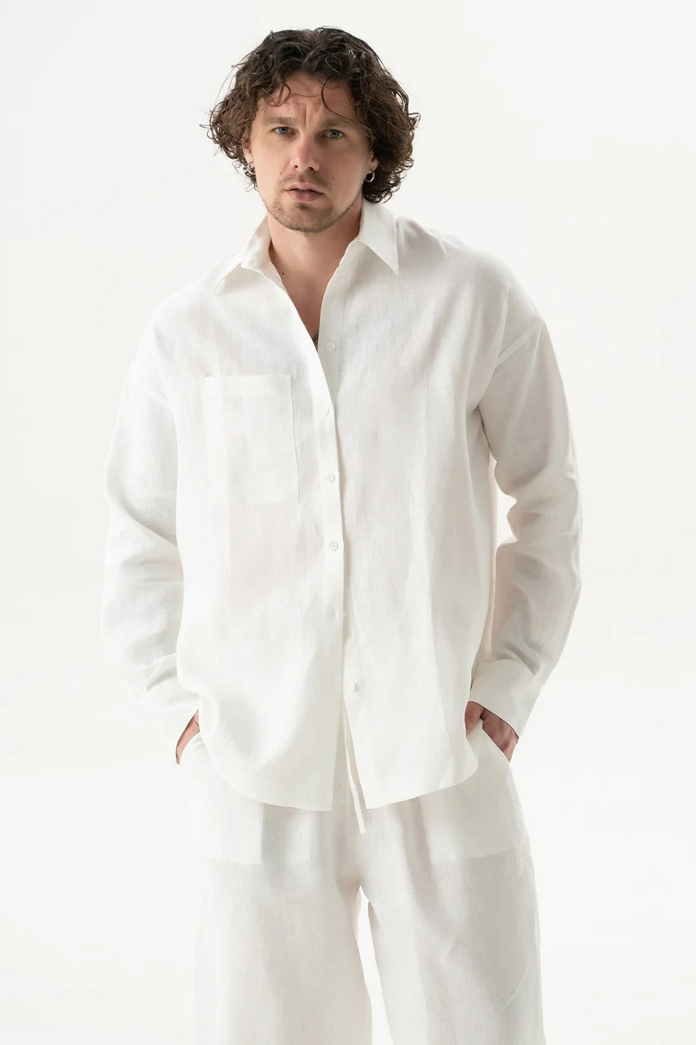 Льняная рубашка 251206-04 Linen Spirit white