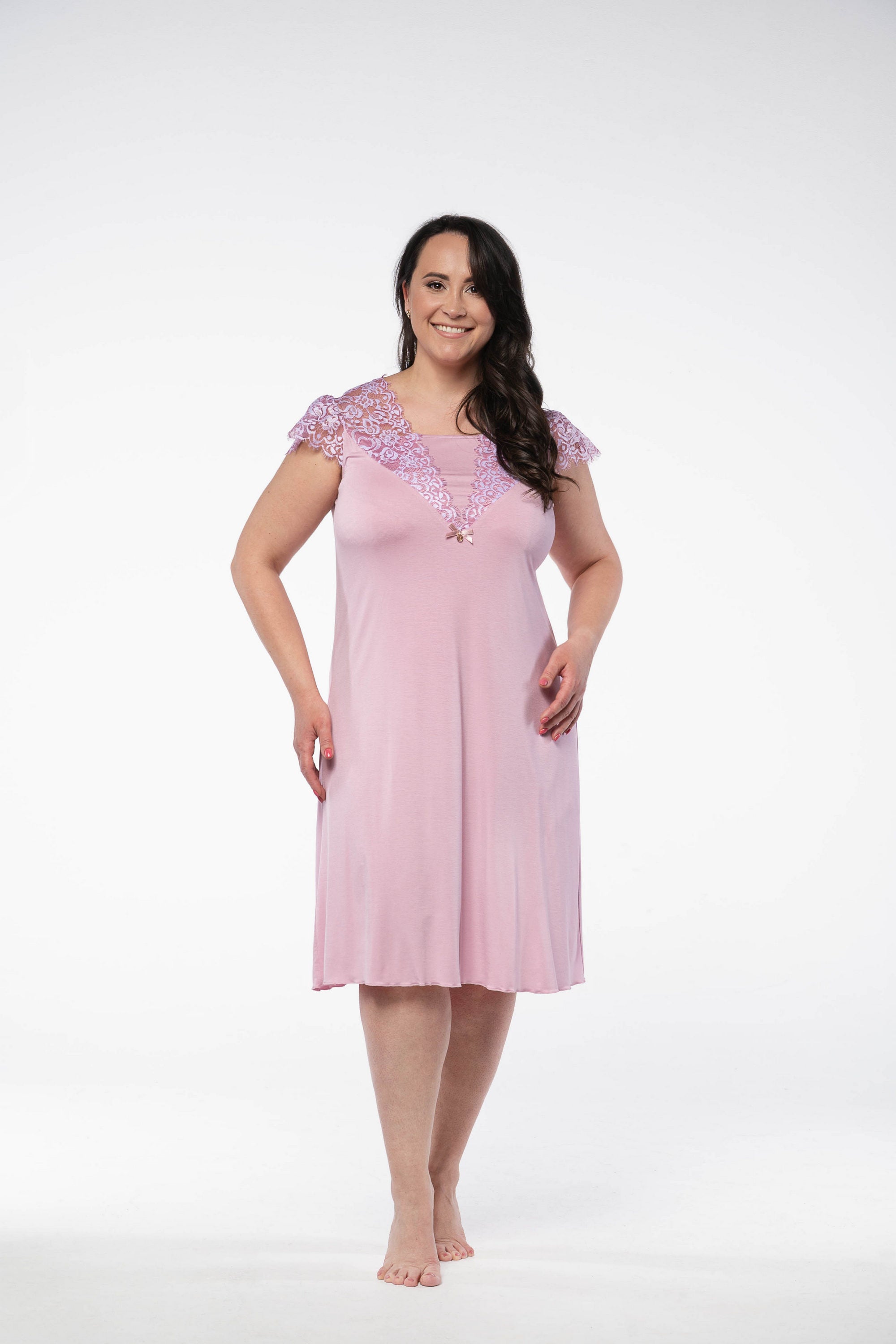 Сорочка с ажурным кружевом 2014 light lila