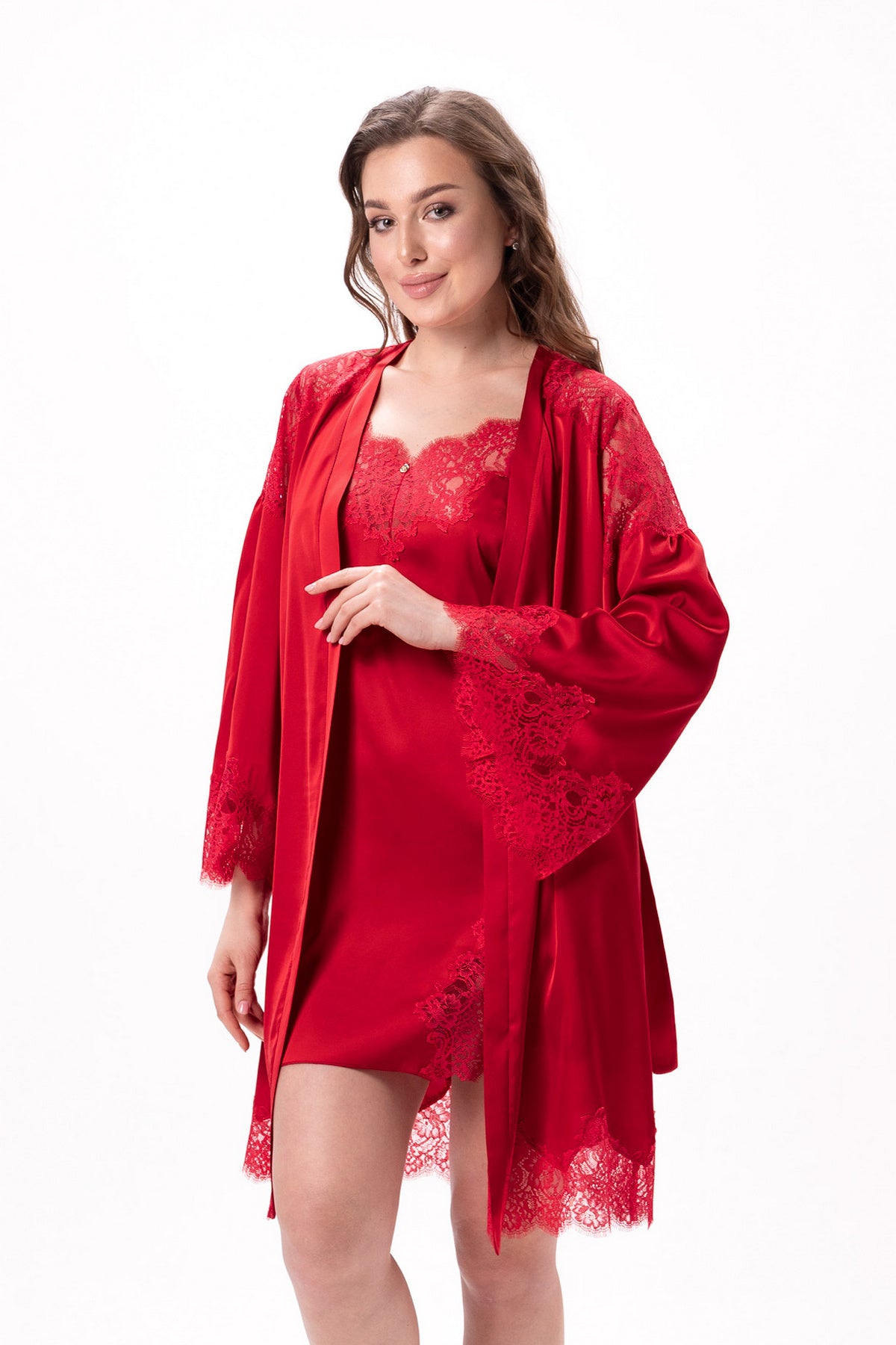 Ночная сорочка с кружевом 2500 red