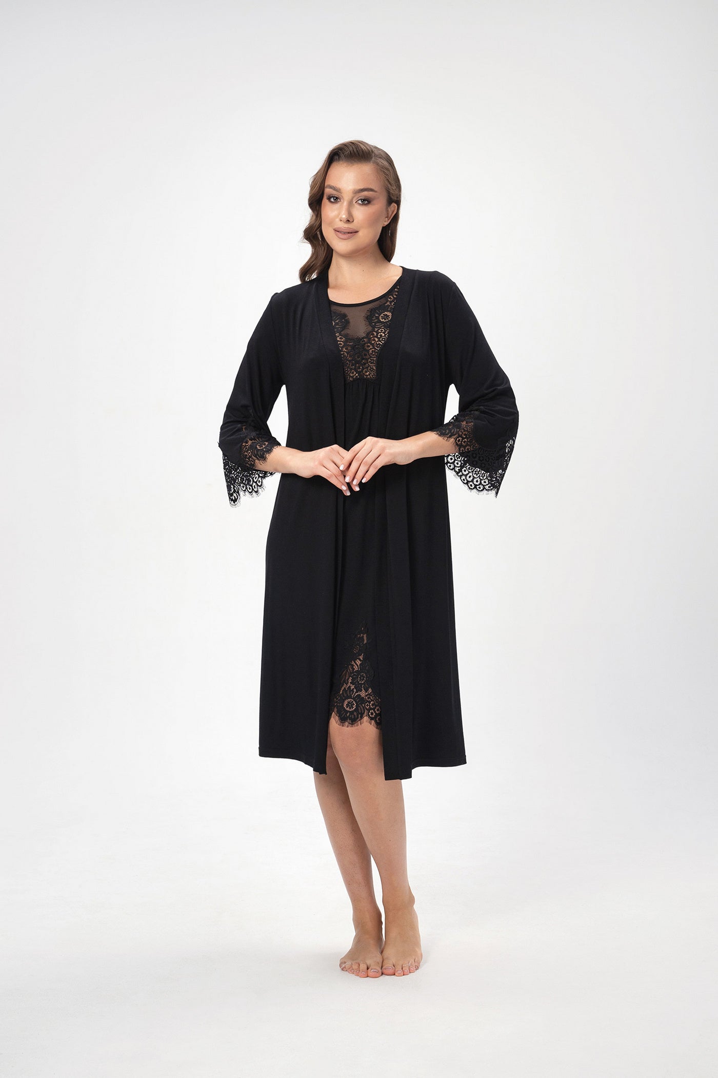 Сорочка з мереживною спинкою 2514 black