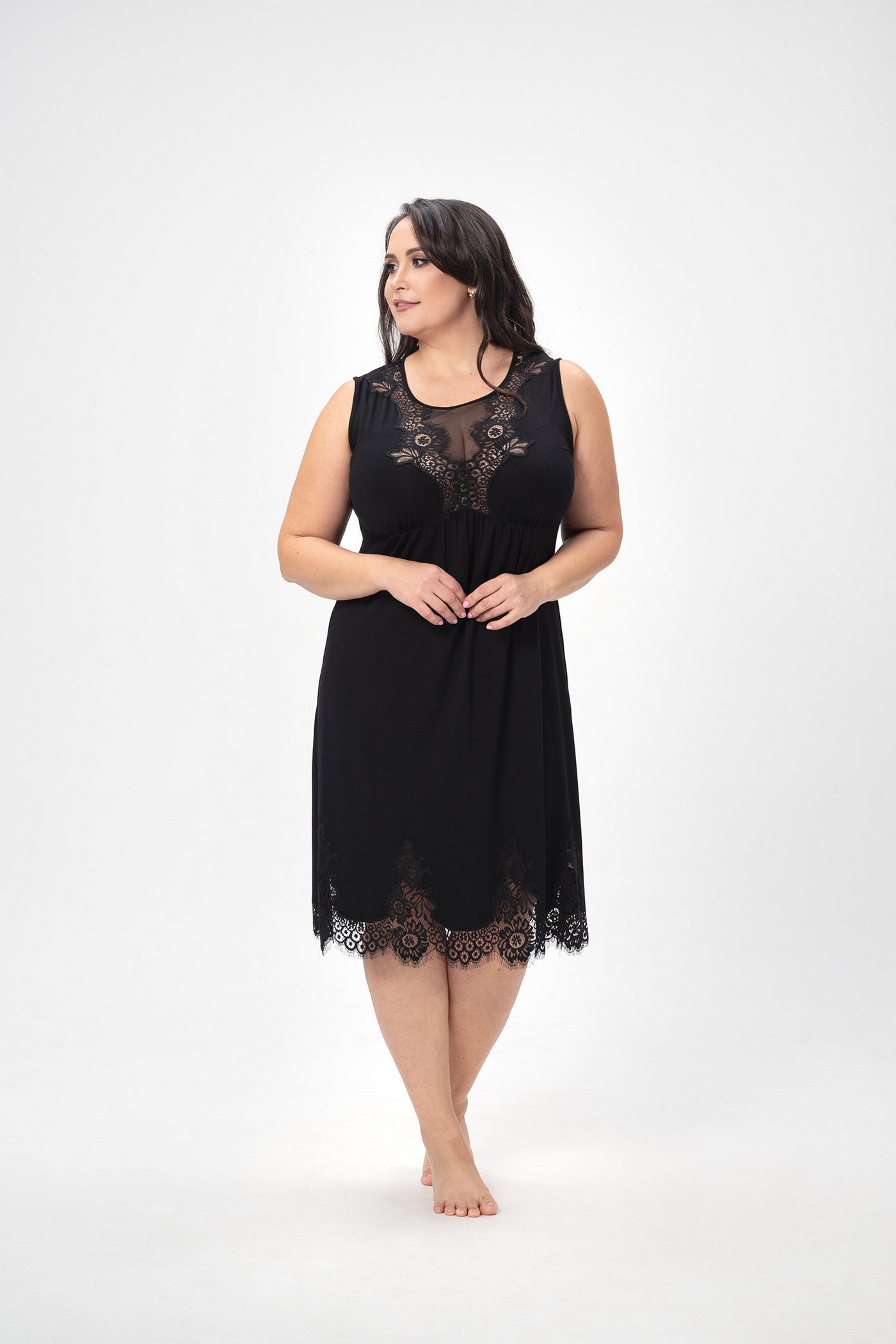 Сорочка з мереживною спинкою 2514 black