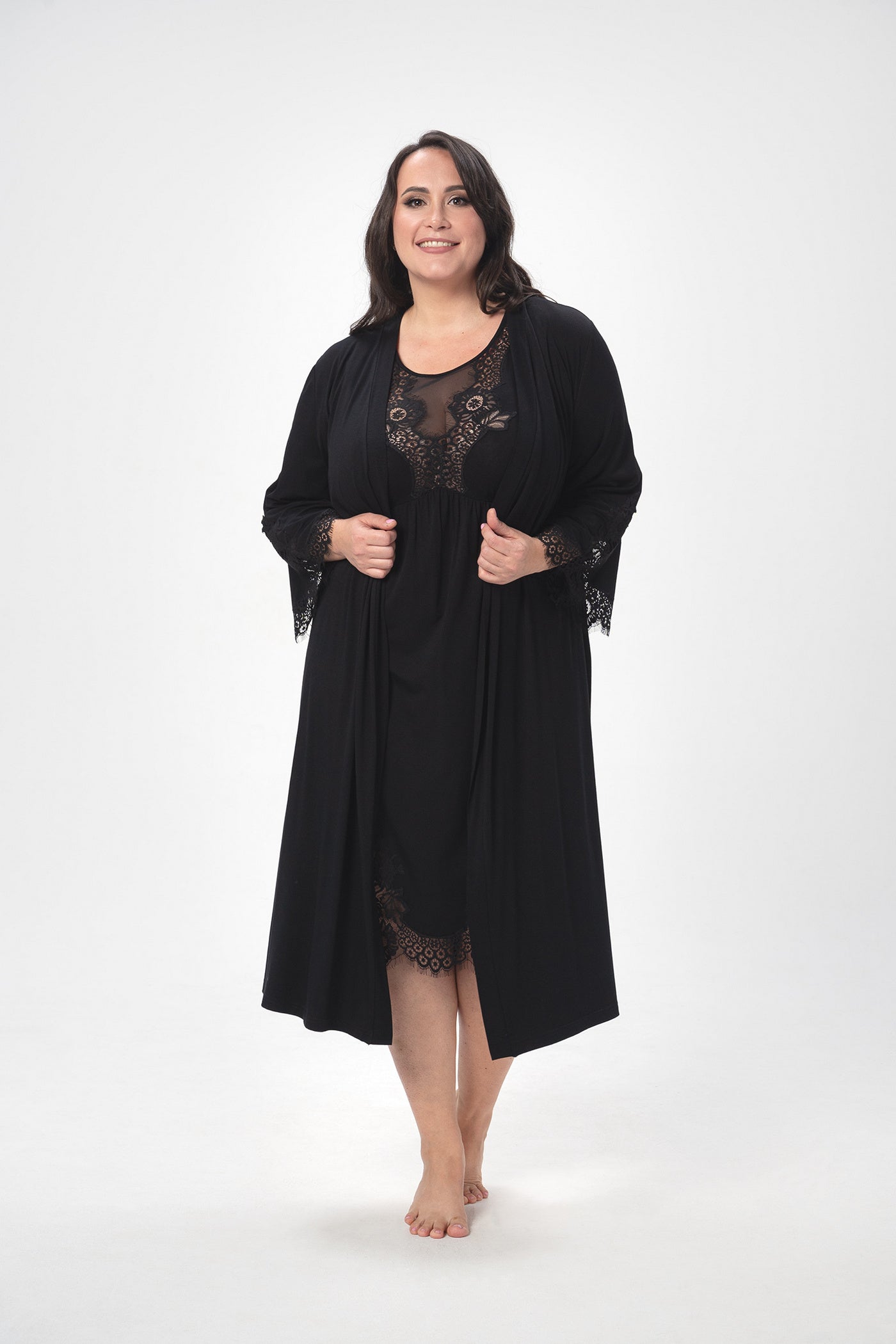 Сорочка з мереживною спинкою 2514 black