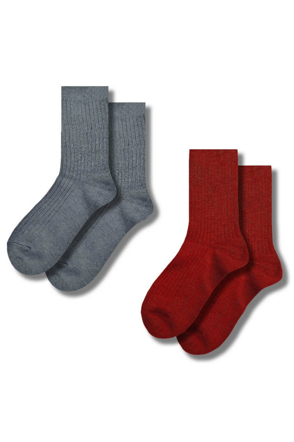 Набір вовняних шкарпеток 1188 (2 пари) gray/dark red