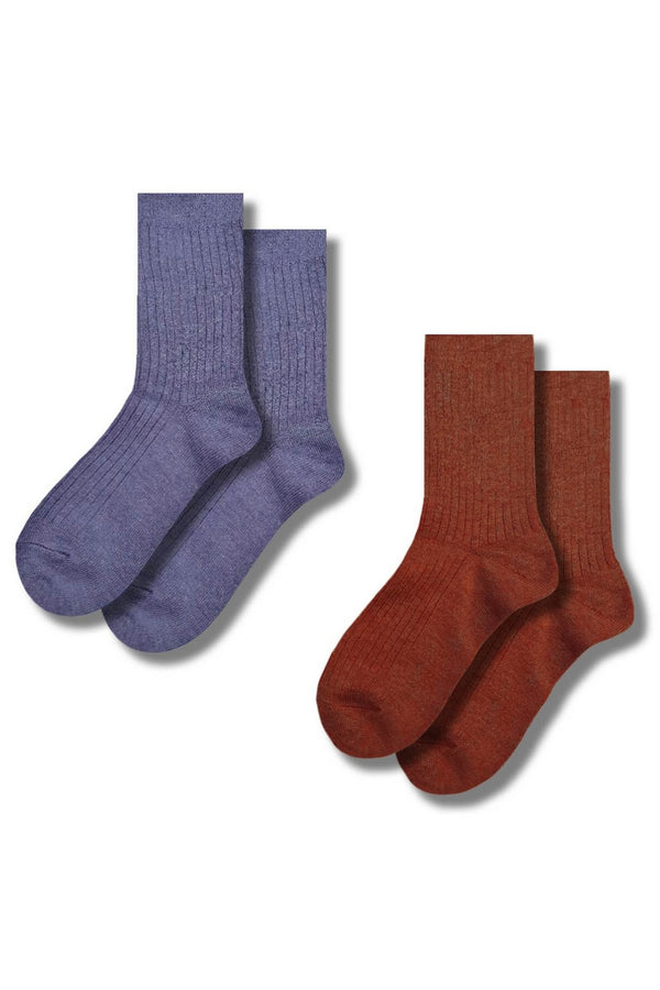 Набір вовняних шкарпеток 1189 (2 пари) terracotta/lilac