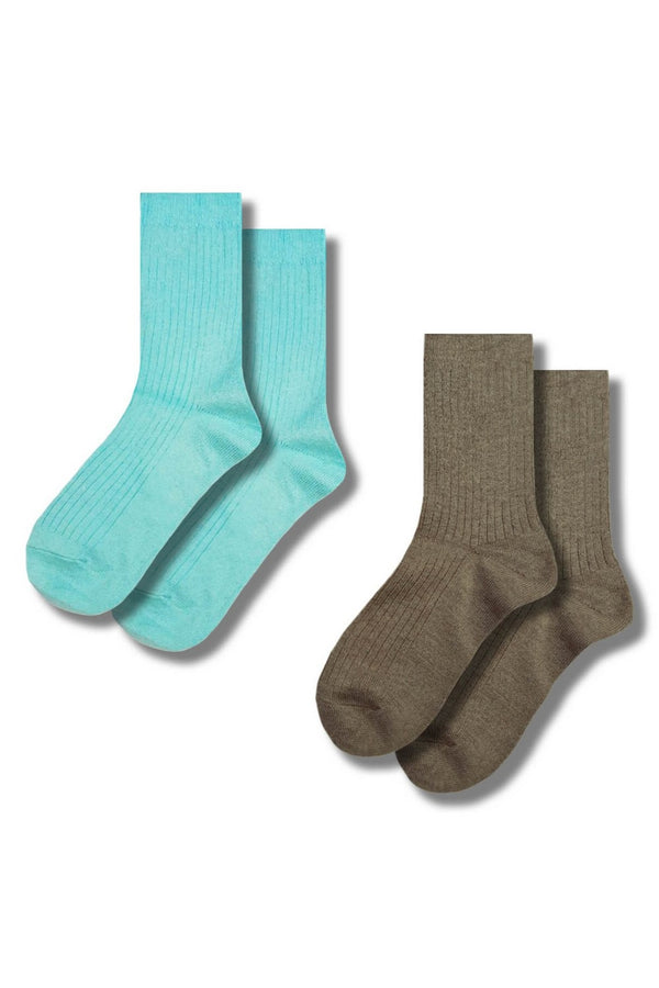Набір вовняних шкарпеток 1190 (2 пари) mocca/turquoise