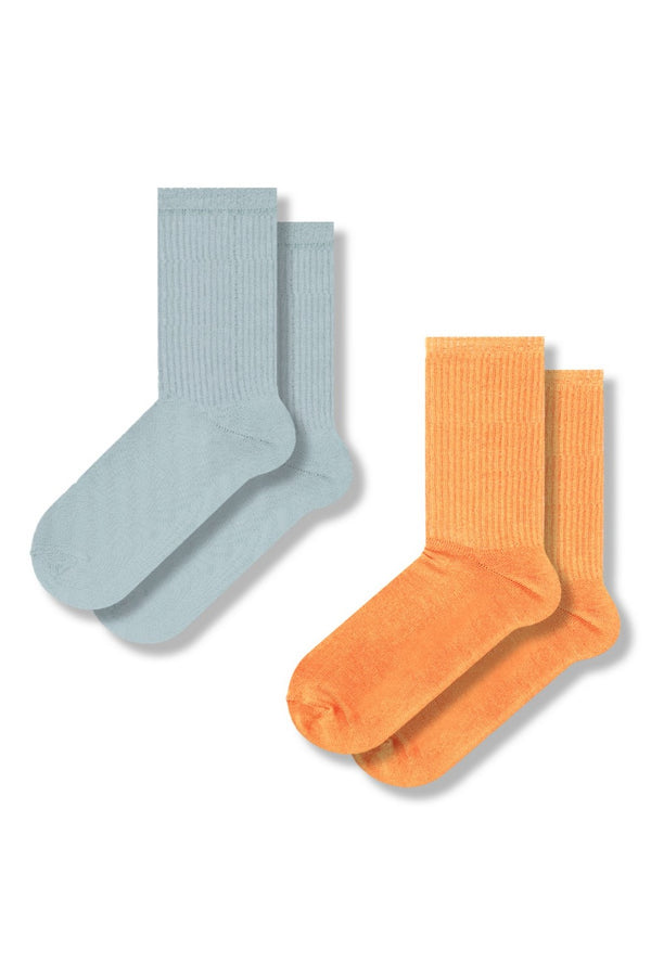 Набір бавовняних шкарпеток 1191 (2 пари) peach/light blue