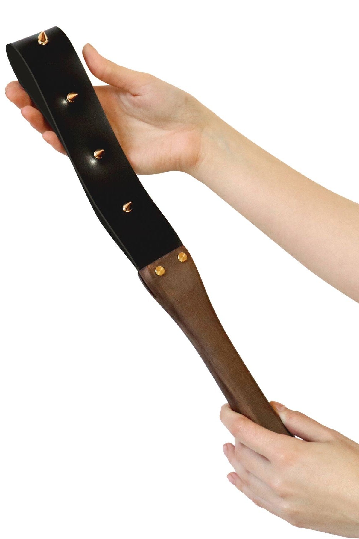 Кожаная шлепалка с шипами BDSM Strong black
