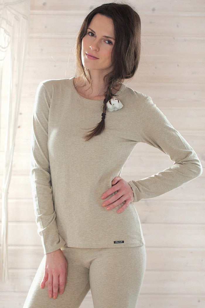 Хлопковый термолонгслив LVD 729 1 Hot Touch beige