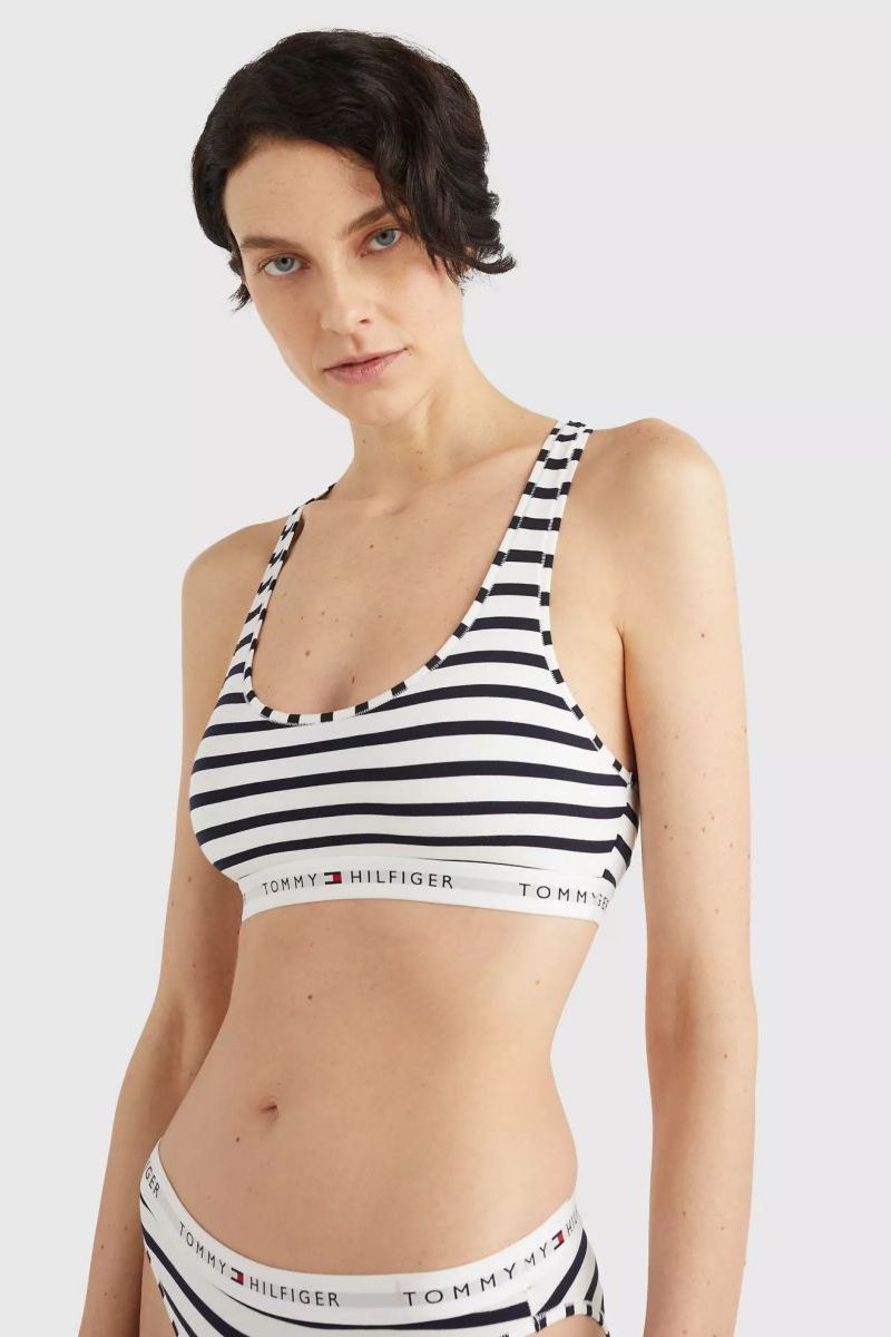 Хлопковый бралет в полоску 421943371 white/blue