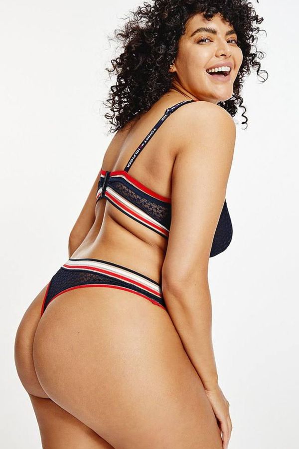 Полупрозрачные трусики стринг с принтом 429065033 blue