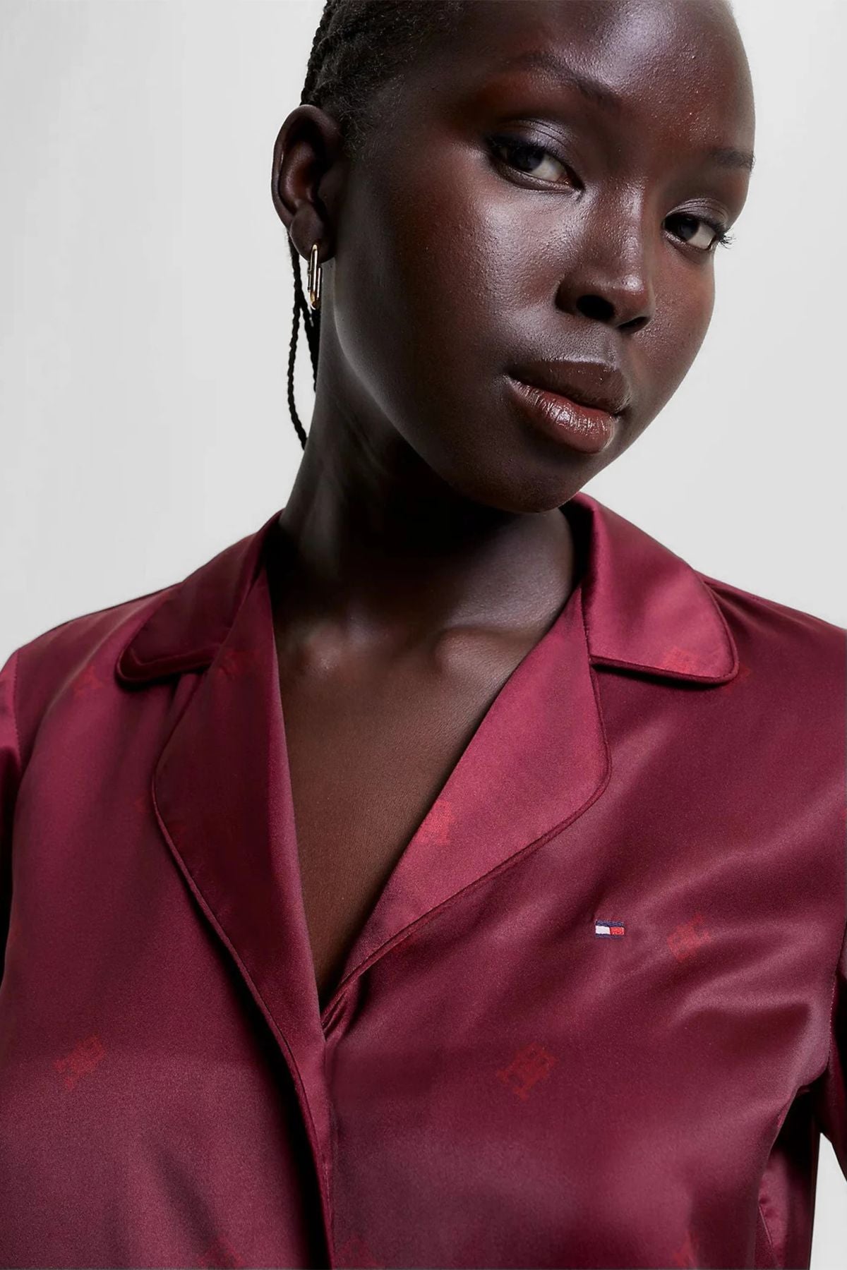 Атласный пижамный комплект 730966588 bordo