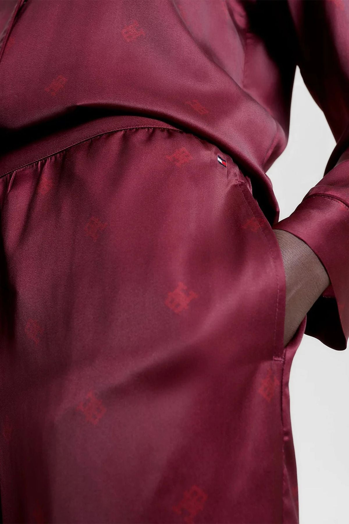 Атласный пижамный комплект 730966588 bordo