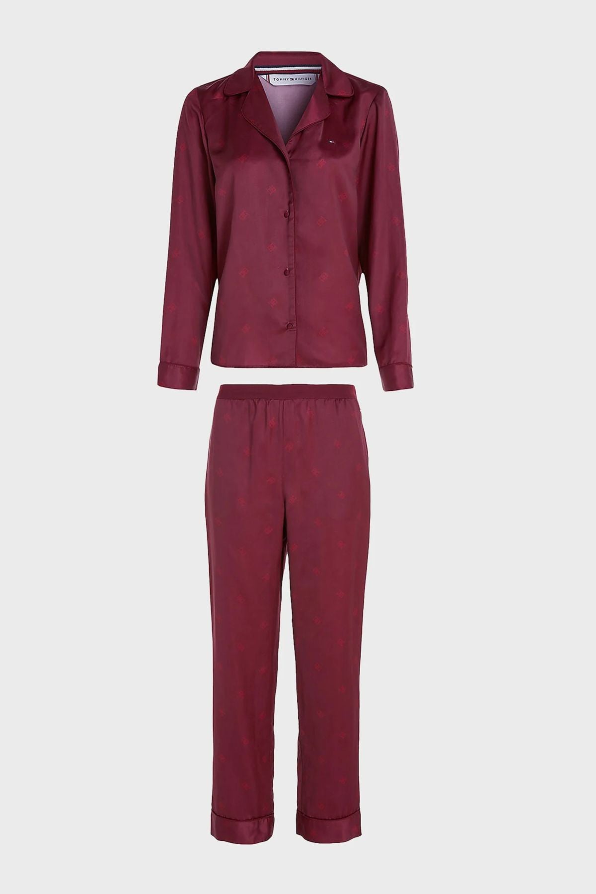 Атласный пижамный комплект 730966588 bordo