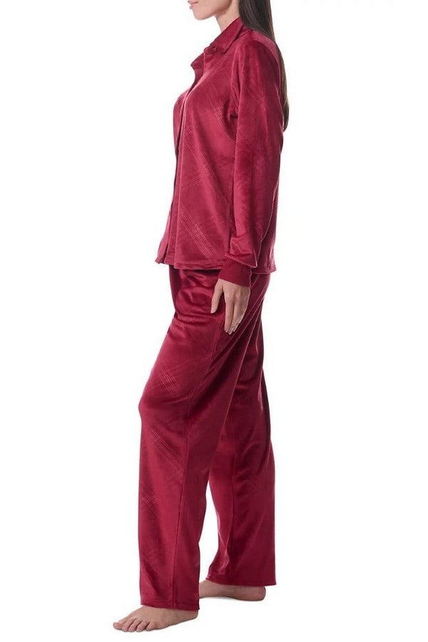 Велюровая пижама с брюками 772066815 burgundy