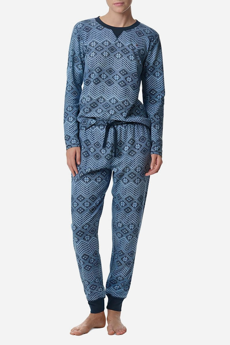 Хлопковая пижама с принтом 835256702 blue