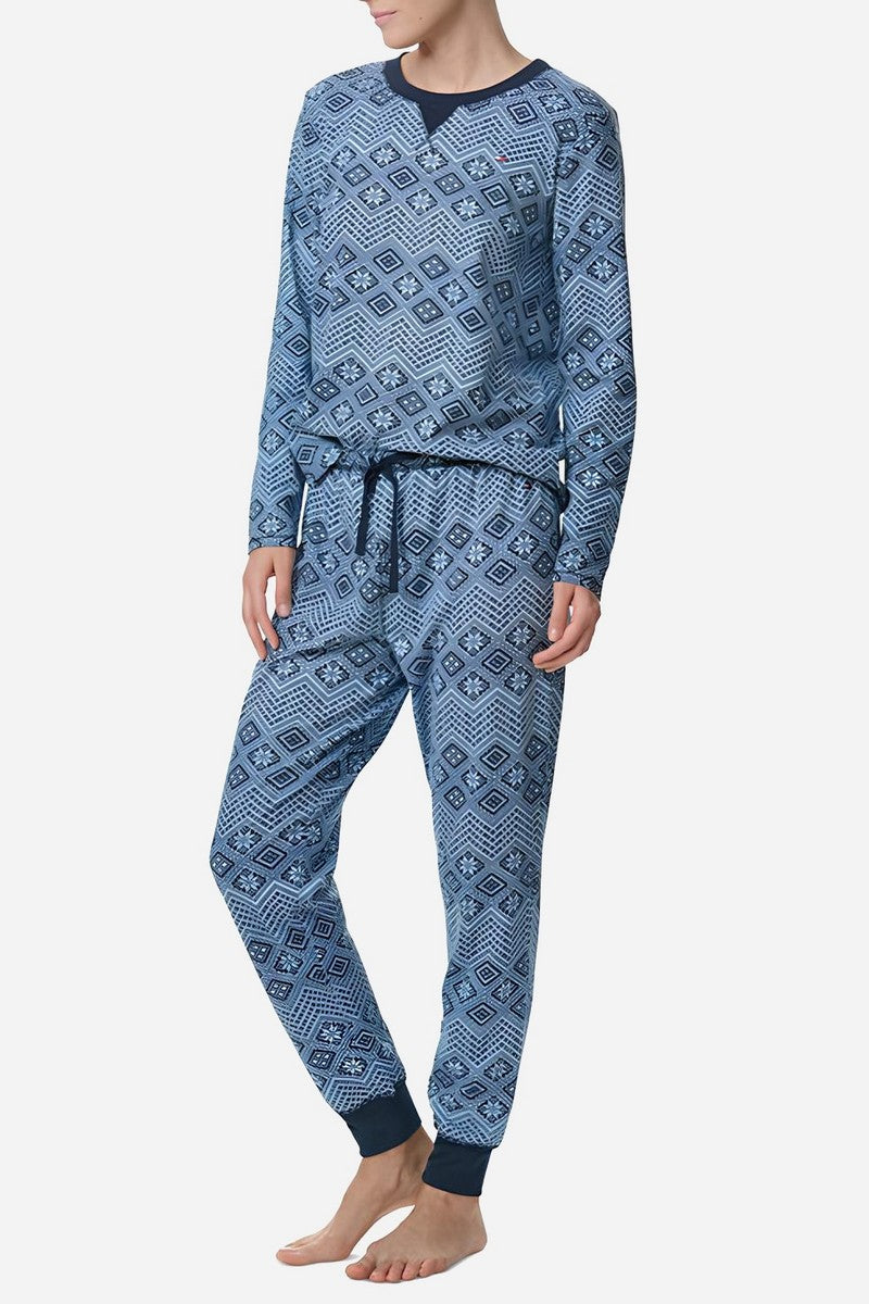 Бавовняна піжама з принтом 835256702 blue