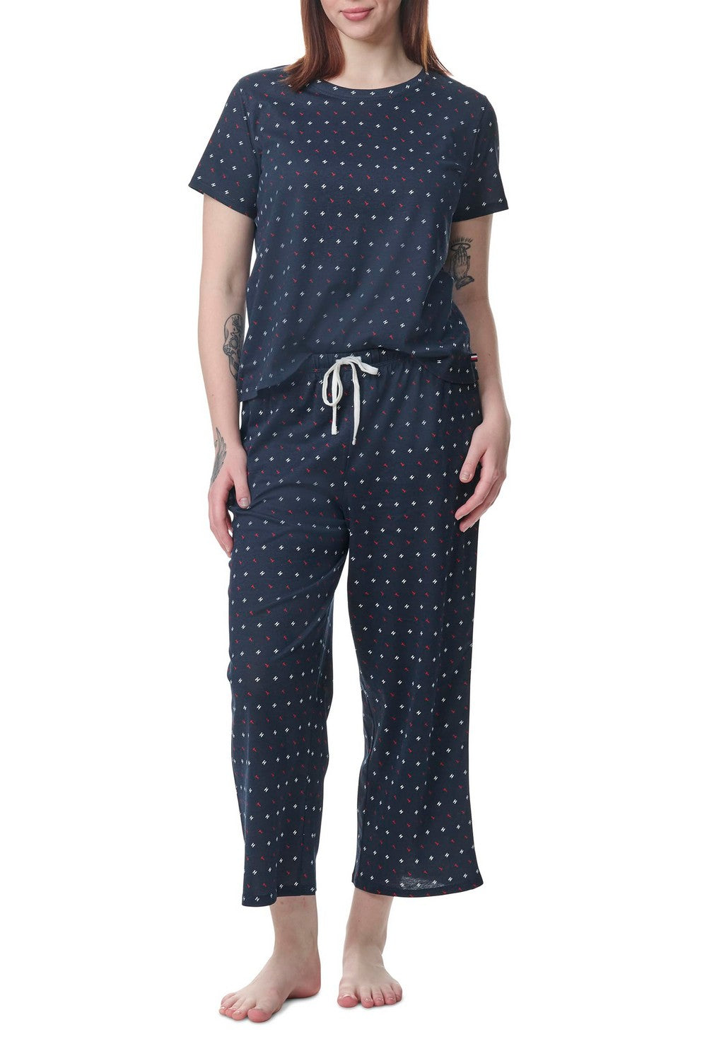 Хлопковая пижама с принтом 888184249 blue